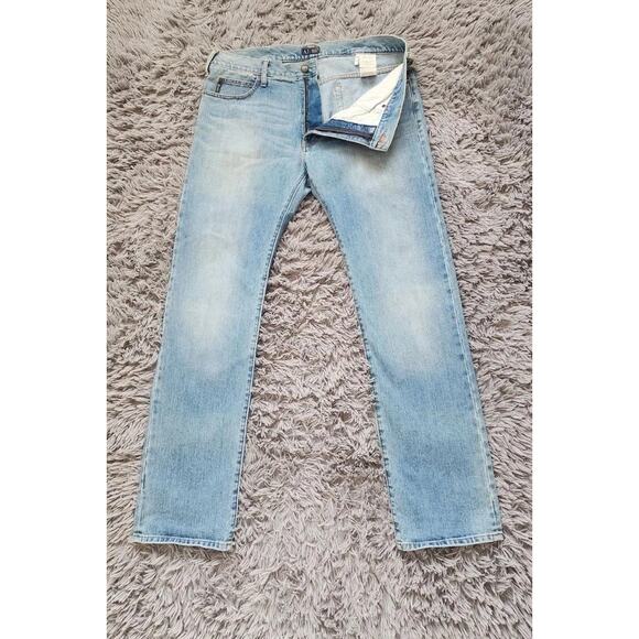 Armani Jeans AJ Jeans Mens 38X34.5 Light Wash Blue Denim Straight Leg Casual - Picture 2 of 16